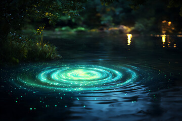 Fototapeta premium bioluminescent algae bloom,