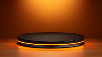 Illuminated Round Pedestal  Orange Backdrop  Product Display Stand