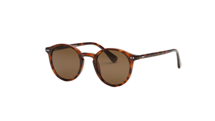 Round sunglasses with tortoiseshell frame, isolated on a white background. Stock photography style.
