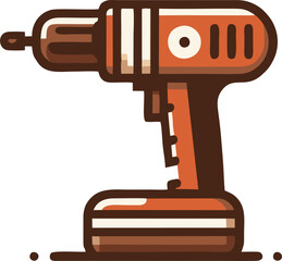 Retro Style Cordless Drill Icon Illustration