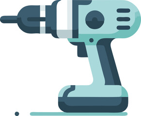 Teal and Dark Blue Cordless Drill Icon Illustration