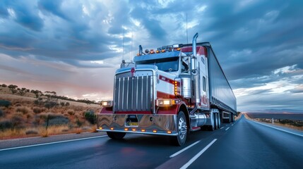 Photograph of a large truck, set in a large route