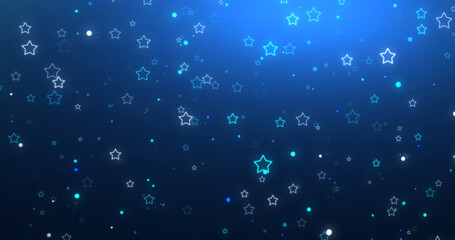 Particles shining stars shimmering magical festive celebration happy joyful bg. Lights glowing, stunning elegant advertisement glamorous award show loop. Children birthday anniversary love theme.