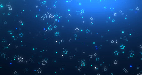 Particles shining stars shimmering magical festive celebration happy joyful bg. Lights glowing, stunning elegant advertisement glamorous award show loop. Children birthday anniversary love theme.