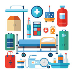 hospital bed nurse equipment isolated on white background