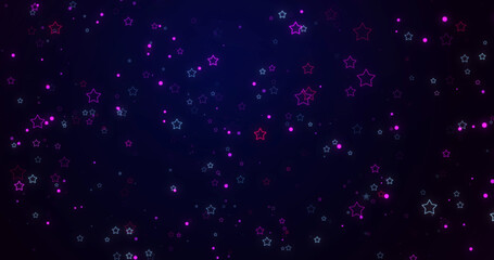 Fototapeta premium Particles shining stars shimmering magical festive celebration happy joyful bg. Lights glowing, stunning elegant advertisement glamorous award show loop. Children birthday anniversary love theme.