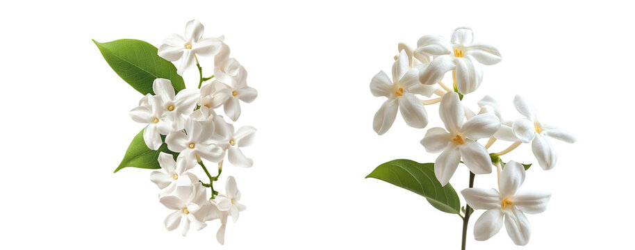 Clusters of stephanotis flowers, close up, isolated in white background