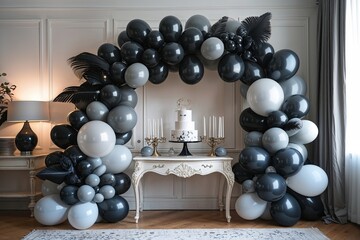 Elegant Monochromatic Balloon Arrangement for Chic Celebrations