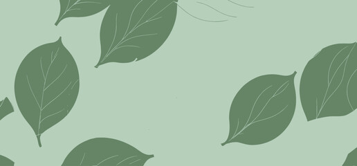 Green Leaf Pattern Background Image_Minimalist Botanical Art_Nature Inspired Design_Soft Green Tones_Perfect for Wallpapers and Digital Art Projects_Elegantly Simple_Leaf Illustration