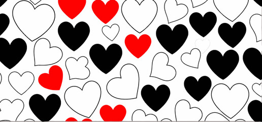 Fototapeta premium Hearts_Pattern_Background_Black_Red_White_Valentines_Day_Love_Heart_Shapes_Romantic_Design_Elegant_Simple_Modern_Graphic_Wallpaper