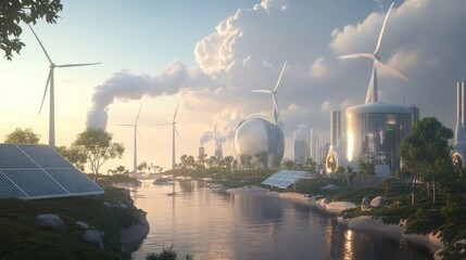 Harmonious coexistence of renewable energy and urban landscapes in a visionary metropolis