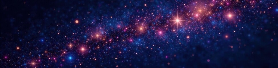 Fototapeta premium Glittering starry night with vibrant constellations on a deep black background, sparkling stars, galaxy