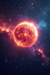 Fototapeta premium Glowing Orb amidst Cosmic Nebulae floating in Space, ethereal, glowing orb