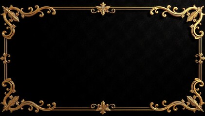 Gold accents on black velvet background with ornate patterns and shimmering details , embellishments, black