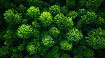 Aerial View of Lush Green Forest Canopy