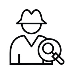 Fototapeta premium Investigator Silhouette Icon with Magnifying Glass Icon