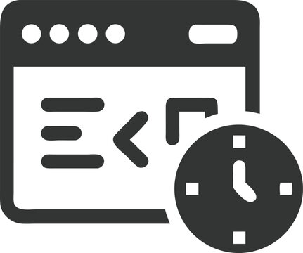 Code Window with Clock Icon Vector, Schedule Icon with Transparent Background