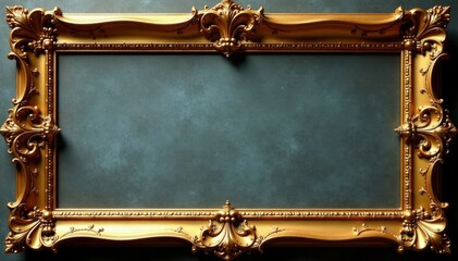 Intricate gold details on a vintage scroll frame with classical influences and refined sophistication, gold, intricate, classic