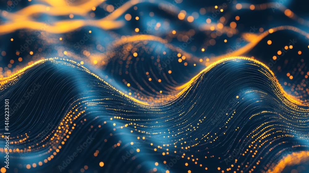 Aufkleber Abstract wave patterns of glowing particles