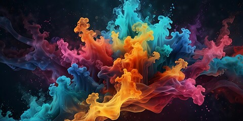 Colorful Abstract Background with Swirling Smoke, Nebula Clouds, and Deep Space Feel