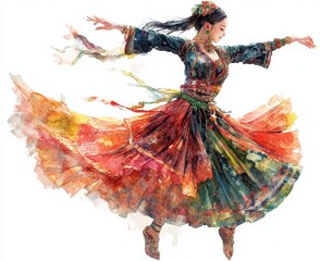Fototapeta premium Cultural Dance Performance Colors Artistic Expression Studio Aesthetic View Celebration of Heritage