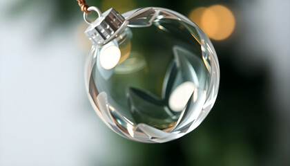 glass ornament hanging from a christmas tree