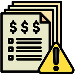 Collection Notice mini illustration colored outline icon, use for taxation, economy, business, finance, UI, UX kit, app and web development, digital or print.