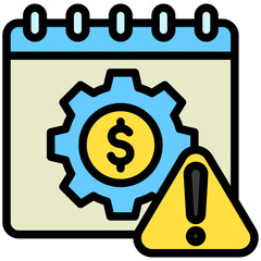 Due Date mini illustration colored outline icon, use for taxation, economy, business, finance, UI, UX kit, app and web development, digital or print.