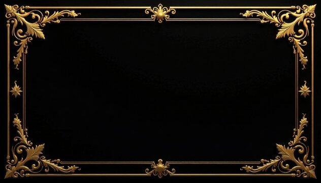 Luxurious gold accents surround a black background with intricate geometric patterns and ornate details , luxury, gold, metallic