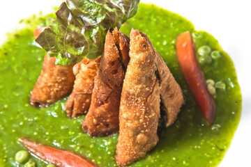 Empanadas filled with mushrooms or huitlacoche in spicy green sauce, Mexican food