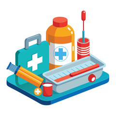 medication tray nurse equipment isolated on white background
