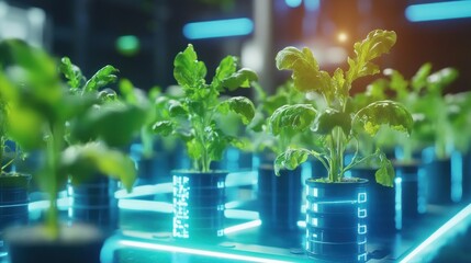 Growing plants in a futuristic hydroponic system