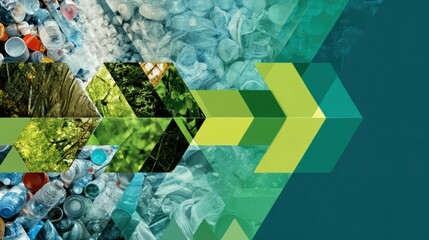 Agriculture circular economy collage with composting, biogas, crop rotation, and resource cycles, illustrated layout with eco arrow flow, text space