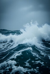 large body of water with a wave in the middle of it