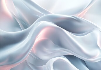 Obraz premium Abstract flowing light grey fabric with soft peach highlights.