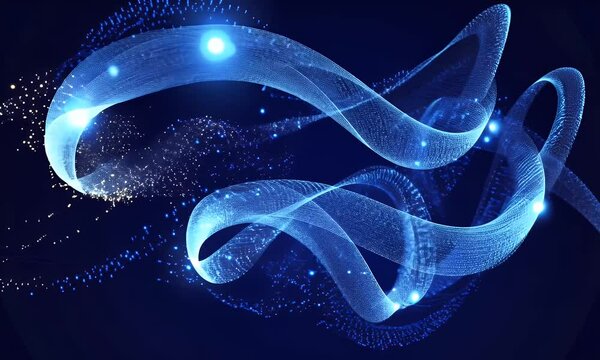 Abstract blue background with glowing lines and binary code, forming the shape of an electric circuit on a dark backdrop.
