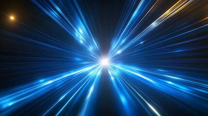 Fototapeta premium Futuristic Blue Light Trails on Digital Highway