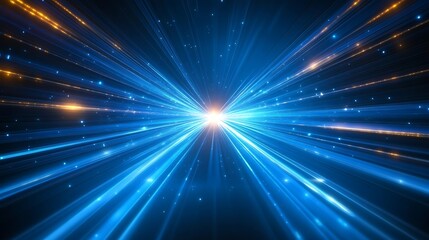 Fototapeta premium Futuristic Blue Light Trails on Digital Highway