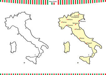 イタリアの手描き地図セット