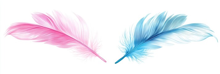 Obraz premium Delicate Pink and Blue Feathers