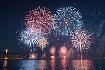 Stunning Fireworks Show with Sparkling Background for Celebration Events