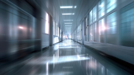 Fototapeta premium A futuristic corridor with sleek lines and glowing lights, highlighting modern architecture and design.