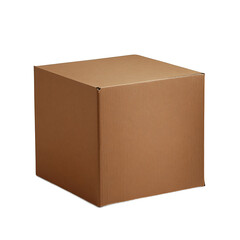 An empty brown cardboard box isolated on a transparent background, ideal for packaging and storage illustrations