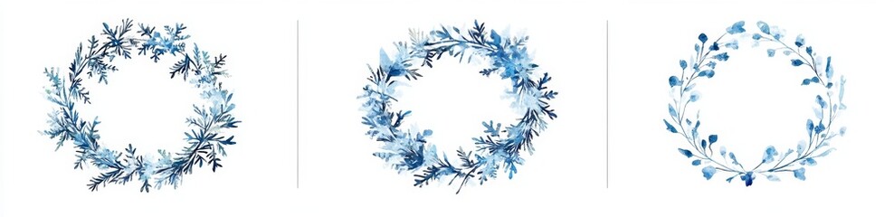 Obraz premium Delicate Blue Floral Wreaths (1)