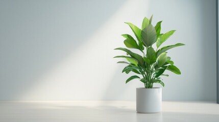Lush green houseplant in sunlight minimalist home decor wellness and nature concept