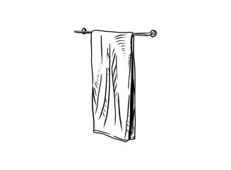 Illustration of an Bathroom Towel Equipment Handdrawn