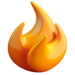 3D illustration of a stylized orange flame icon, symbolizing heat or energy.