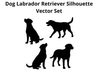 Dog Labrador Retriever Silhouette Vector Set