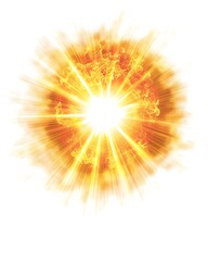 A bright, radiant explosion of light with fiery colors, creating a dynamic visual effect that captures energy and intensity.