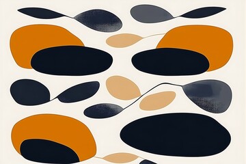 Abstract organic shapes pattern with warm retro color palette design
